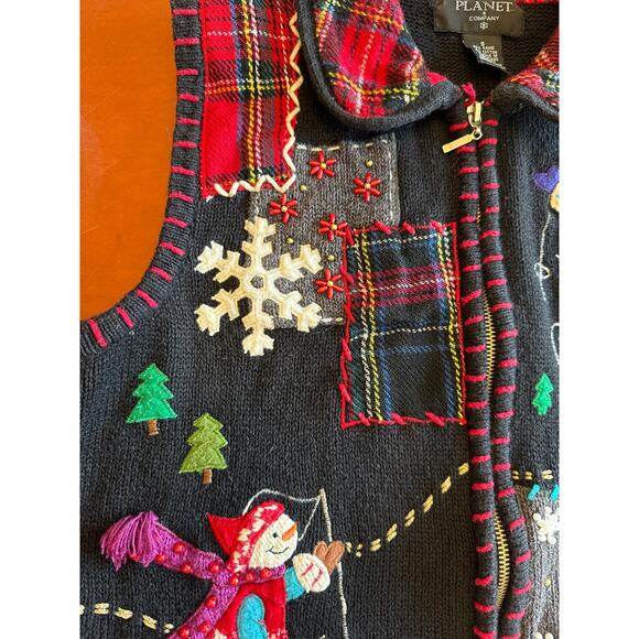 Vintage Planet & Co Christmas Sweater Vest S Ugly Holiday Grannycore - Picture 6 of 9